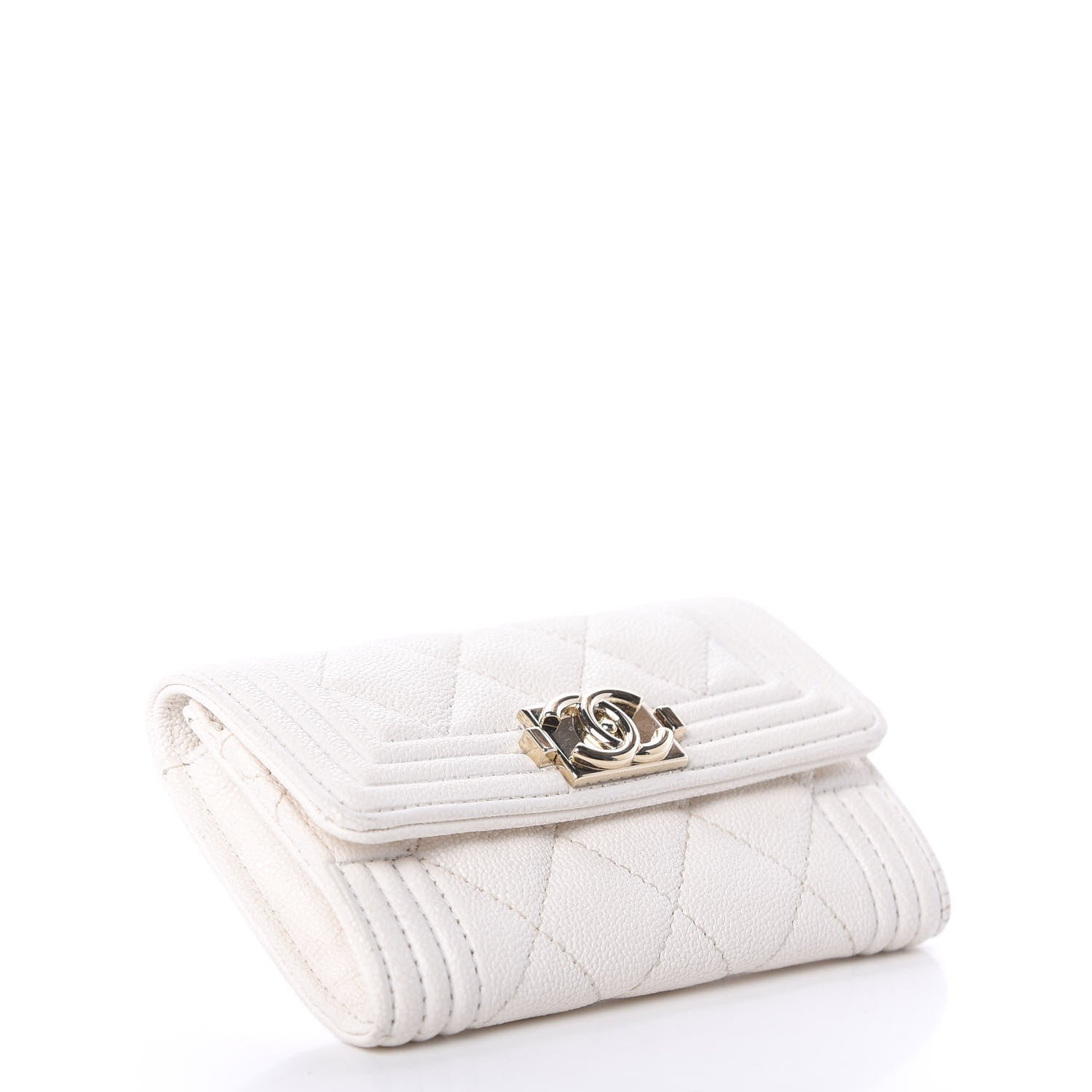 Chanel Caviar Quilted Boy Flap Card Holder White 4 of 8