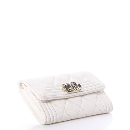 Chanel Caviar Quilted Boy Flap Card Holder White 4 of 8