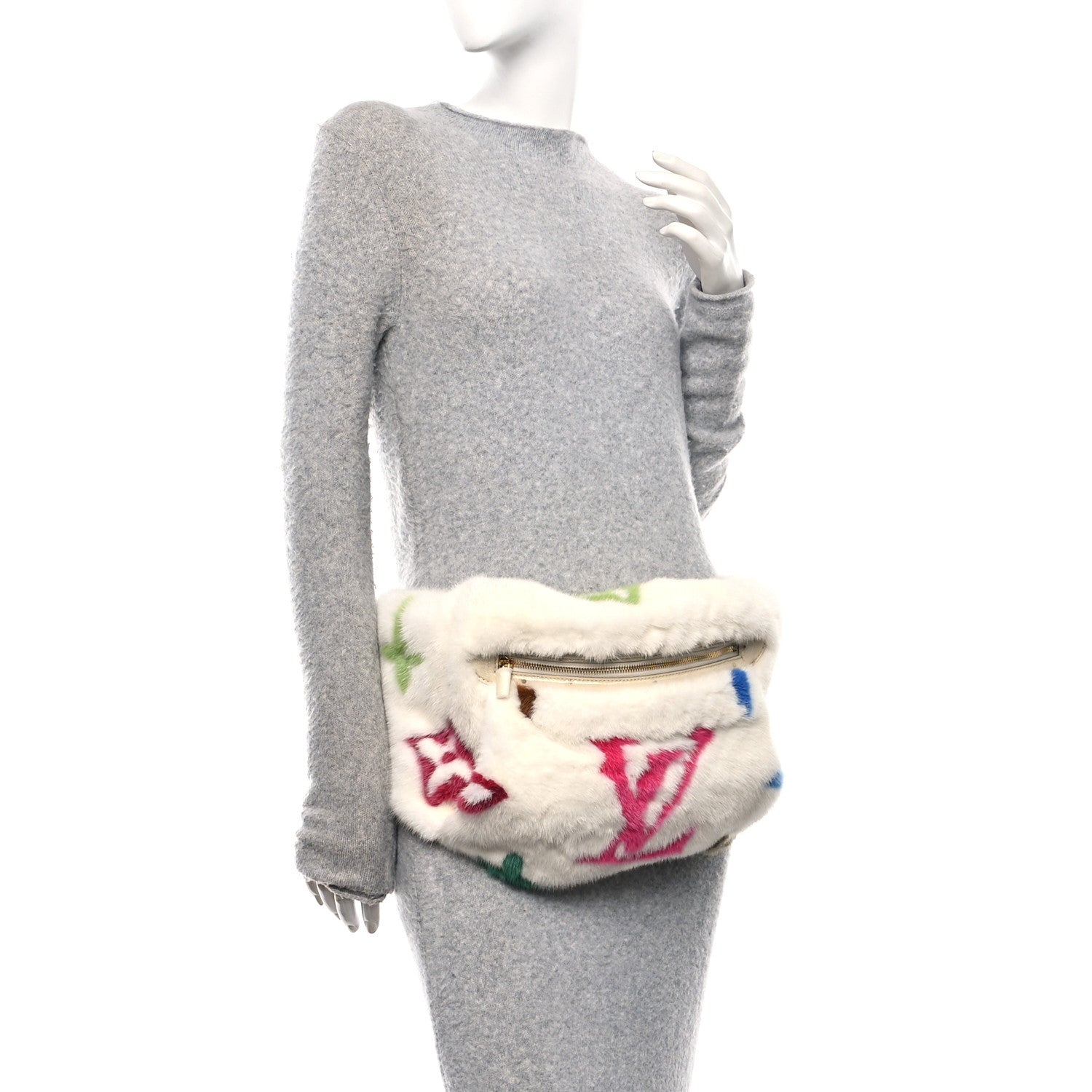 Louis Vuitton LV X TM Mink Ostrich Monogram Bum Bag White