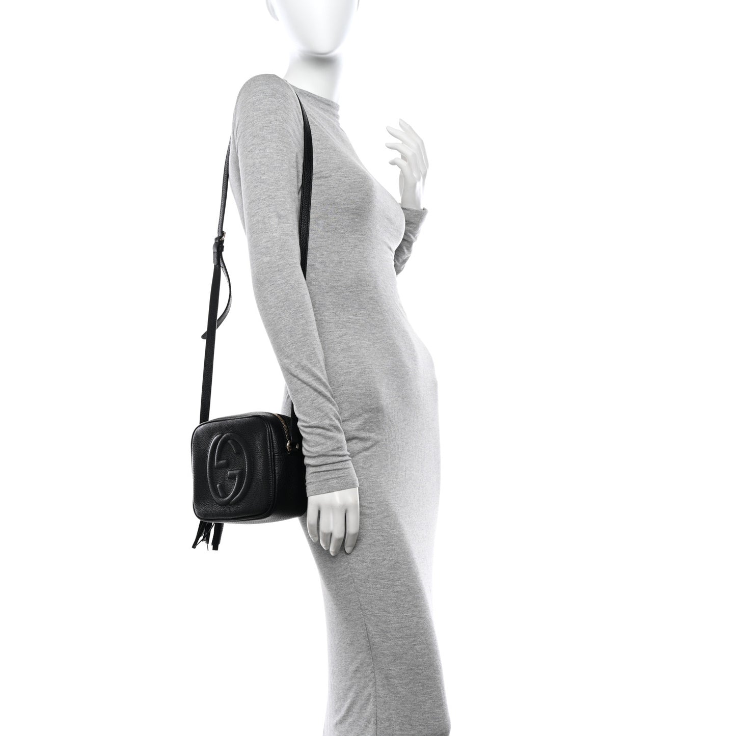 Pebbled Calfskin Small Soho Disco Bag Black