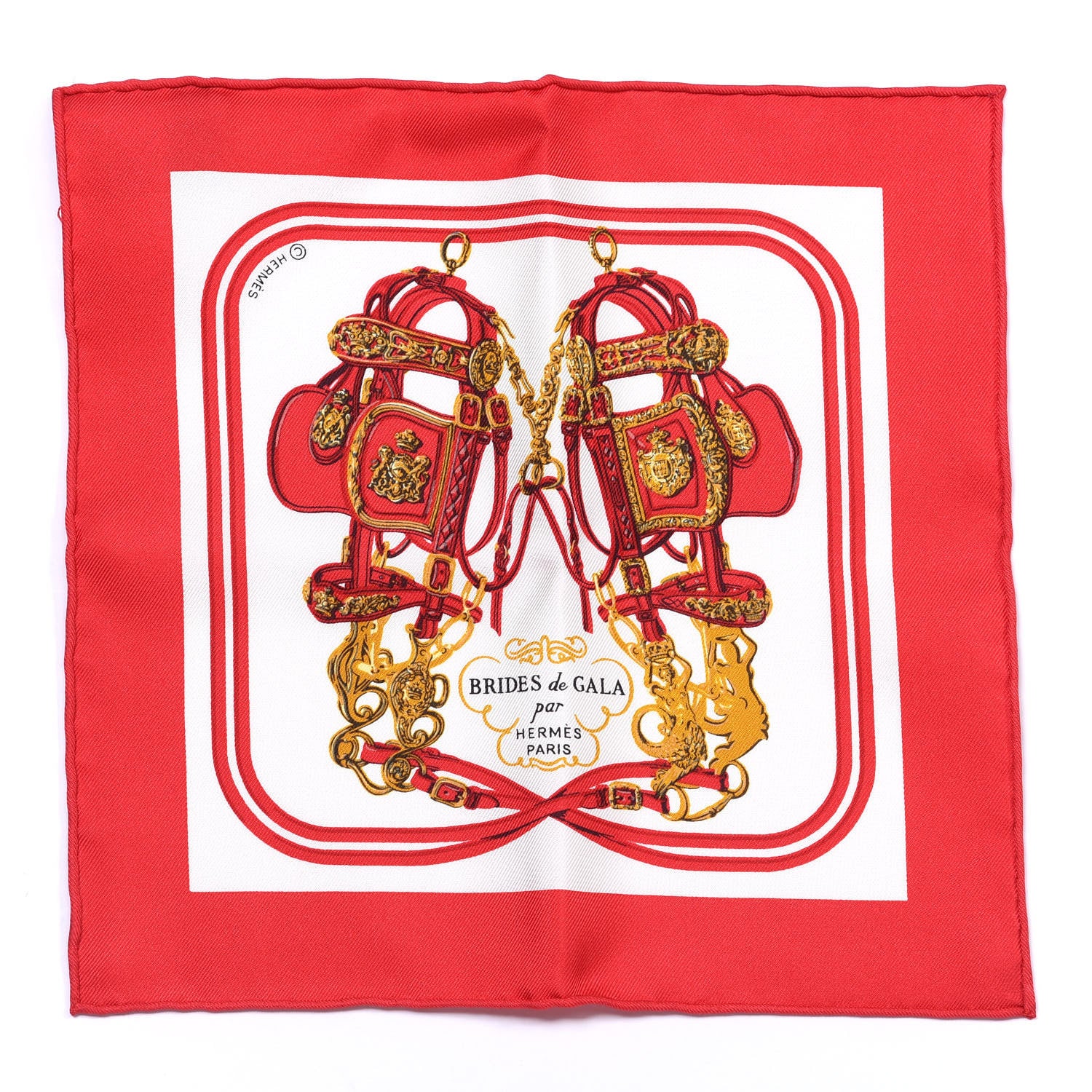 Hermes Silk Brides de Gala Nano Scarf 20 Rouge White Or 1 of 4