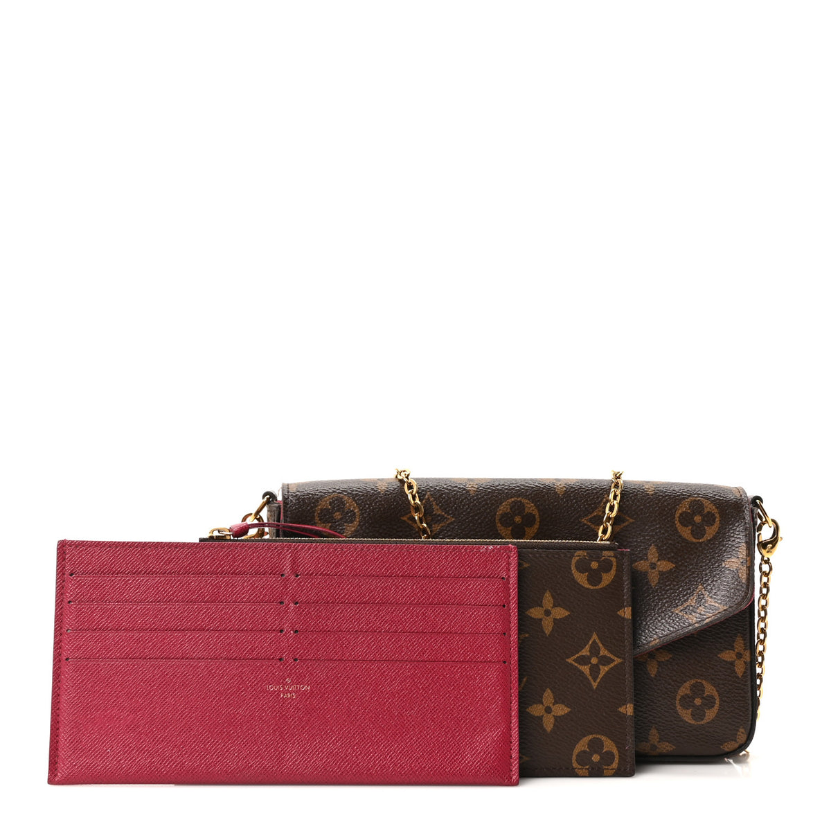 Louis Vuitton Monogram Pochette Felicie Chain Wallet Fuchsia 3 of 10
