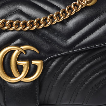 Gucci Calfskin Matelasse Small GG Marmont Shoulder Bag Black 10 of 12