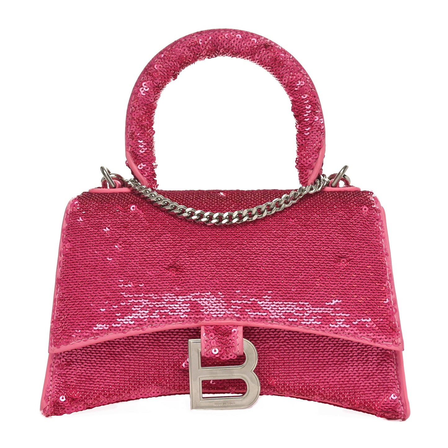 Sequin Hourglass Top Handle Bag XS Pink