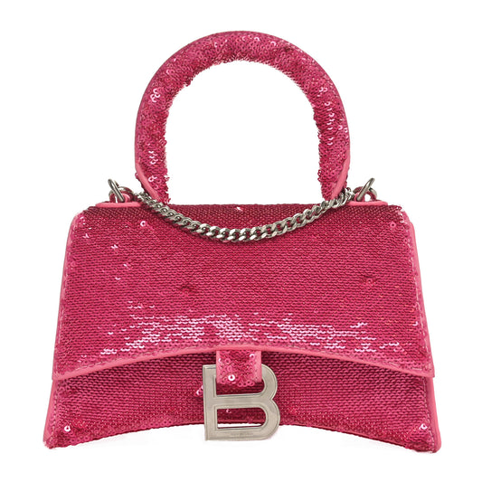 Sequin Hourglass Top Handle Bag XS Pink