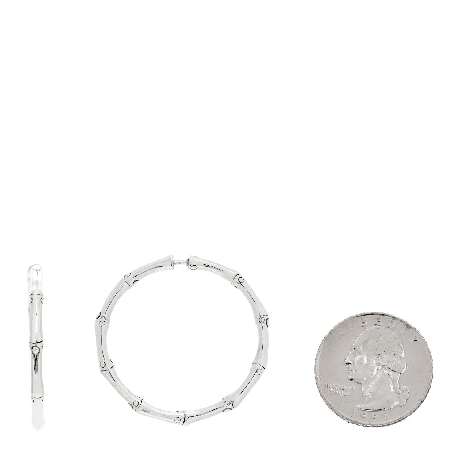 John Hardy Sterling Silver 35mm Bamboo Hoop Earrings 2 of 5