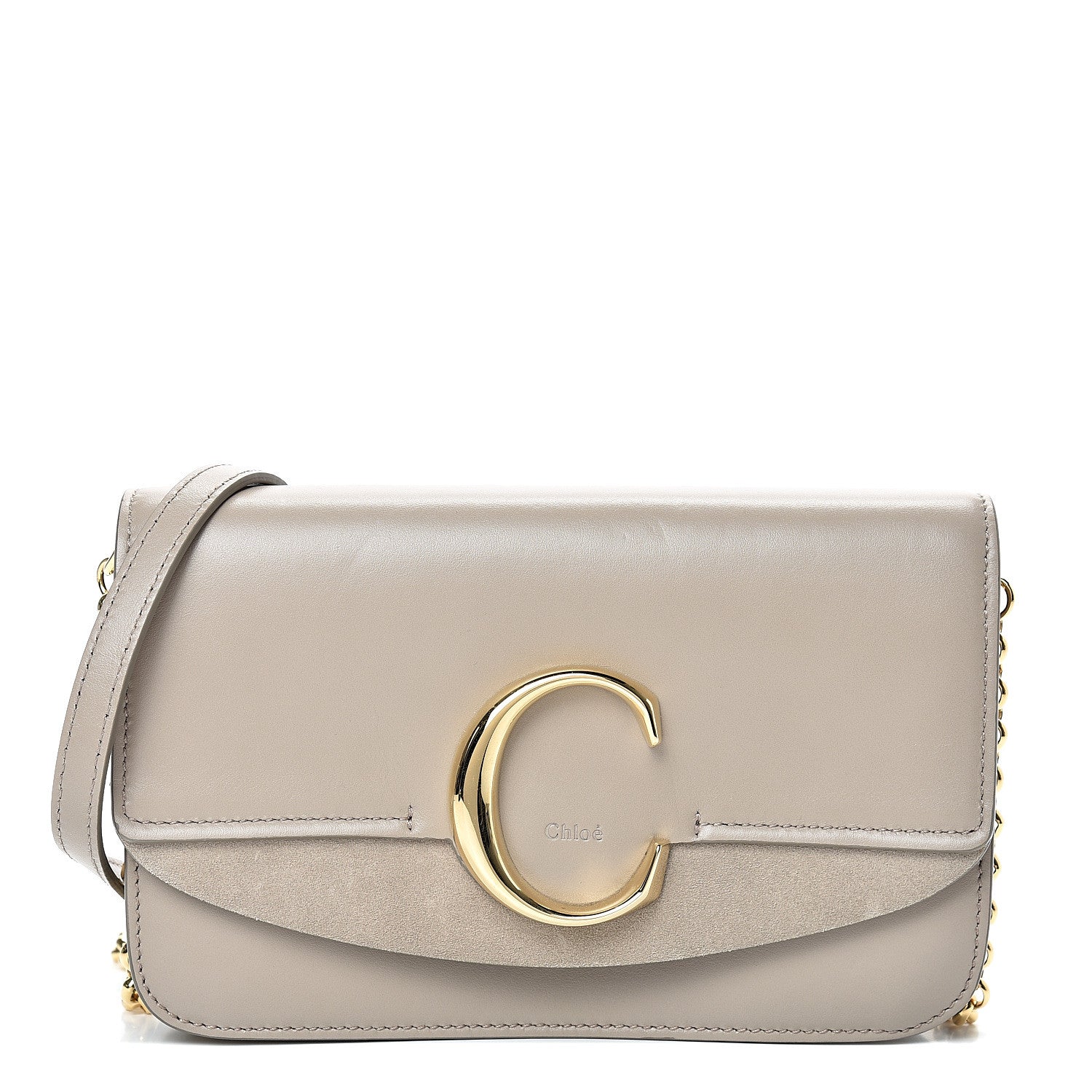 Chloe Calfskin Suede C Clutch With Chain Motty Grey 1 of 13