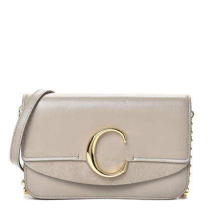 Chloe Calfskin Suede C Clutch With Chain Motty Grey 1 of 13