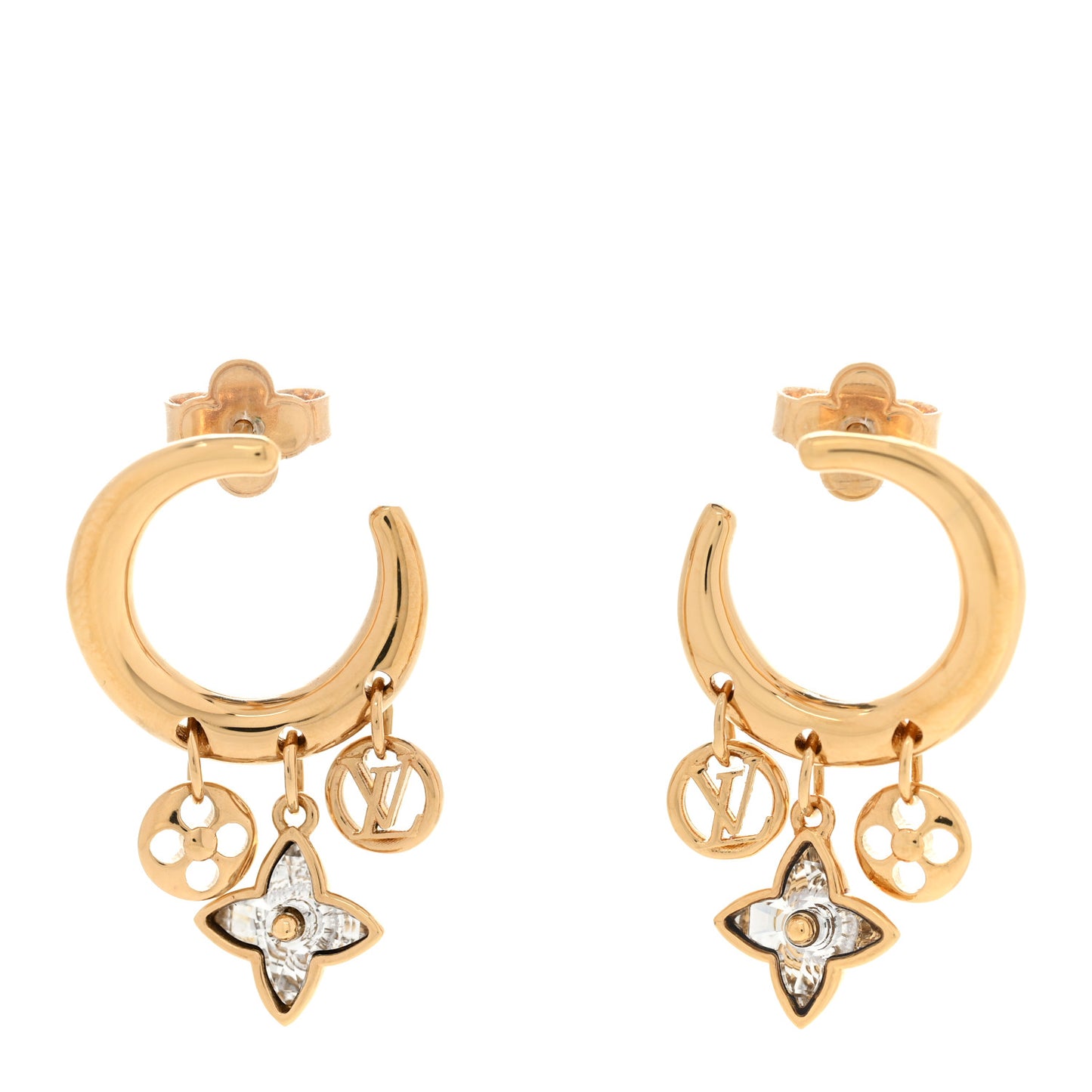 Metal Crystal My Blooming Hoop Earrings Gold