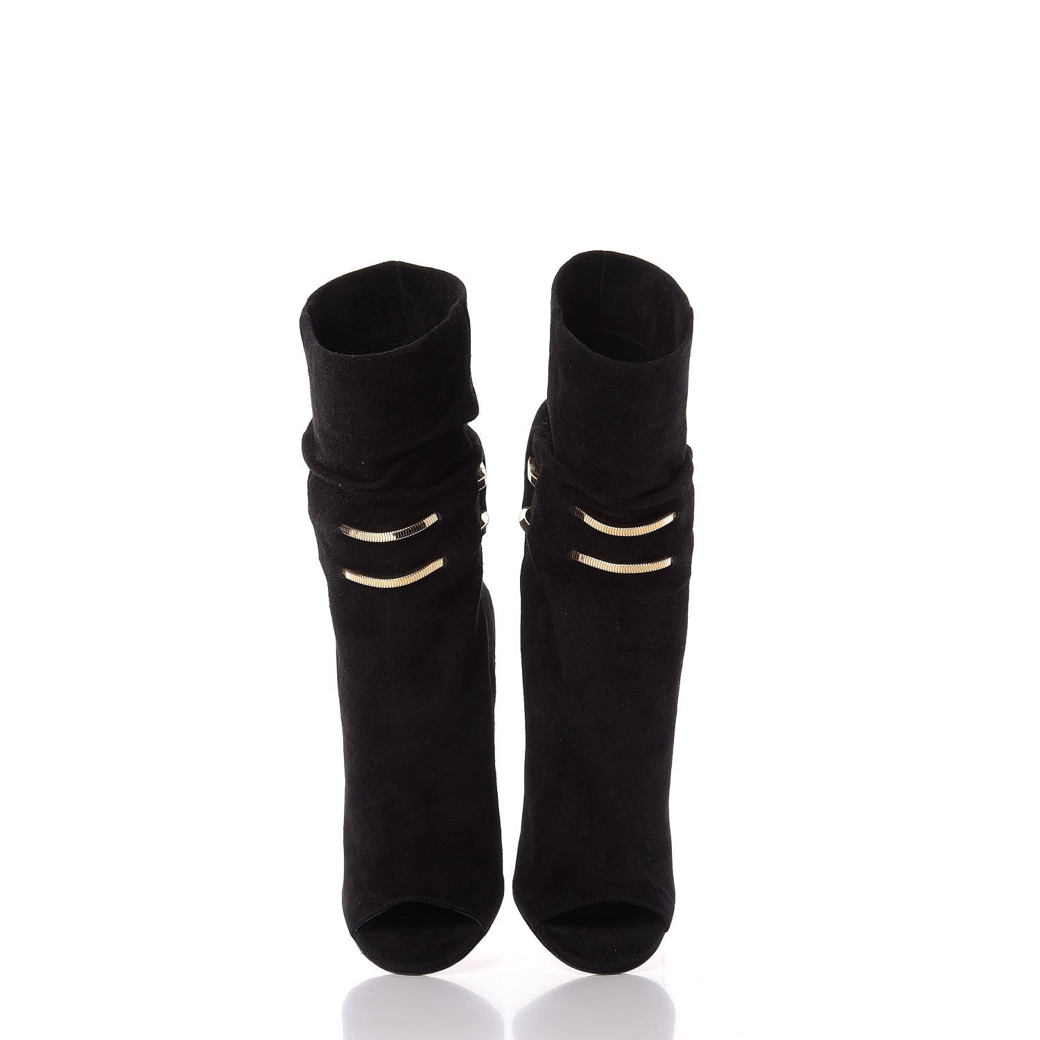 Jimmy Choo Suede Mysen 100 Open Toe Boots 37.5 Black 5 of 10