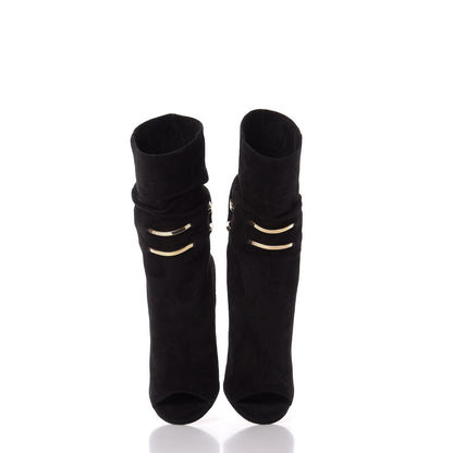Jimmy Choo Suede Mysen 100 Open Toe Boots 37.5 Black 5 of 10