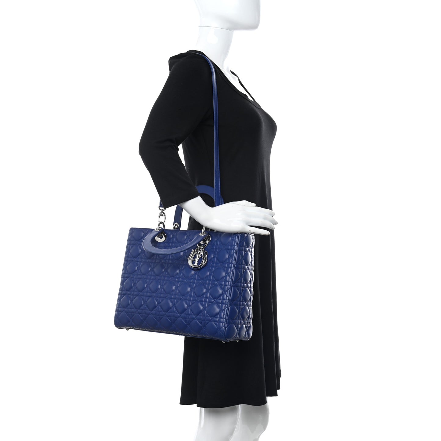 Lambskin Cannage Large Lady Dior Blue