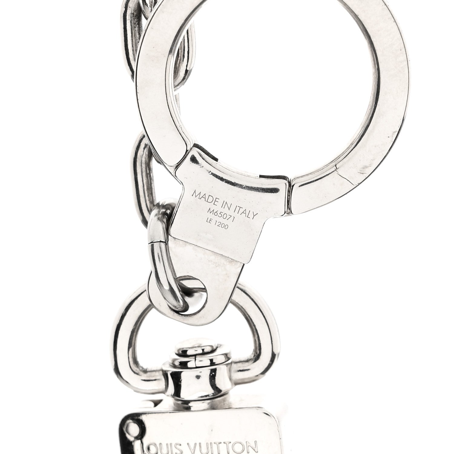 Louis Vuitton Metal Palladiium Finish LV Initiales Bag Charm Key Holder Silver 3 of 3
