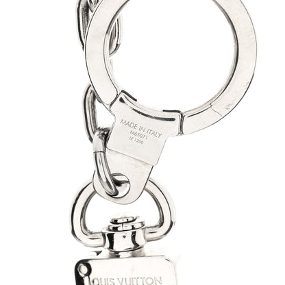Louis Vuitton Metal Palladiium Finish LV Initiales Bag Charm Key Holder Silver 3 of 3