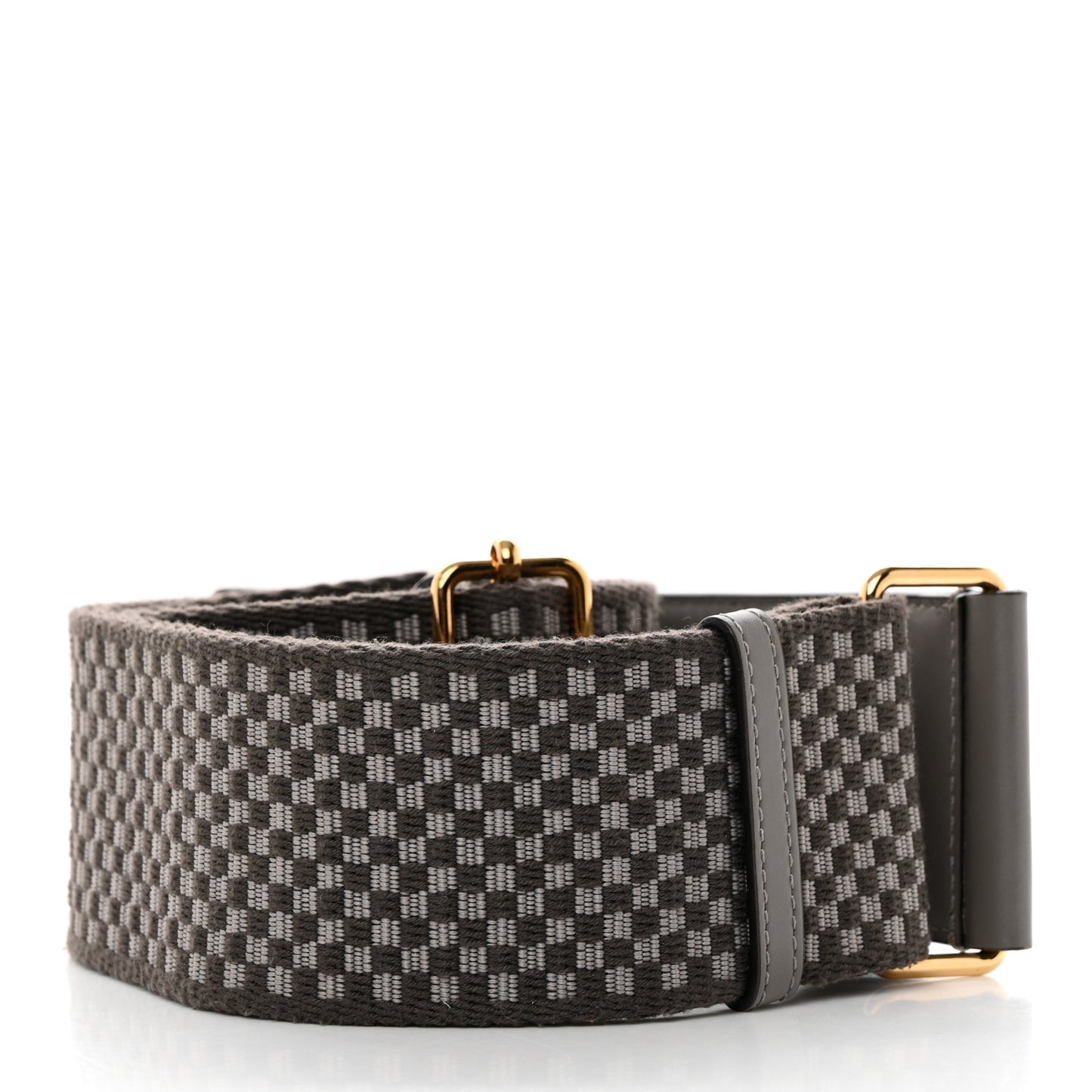 Ribbon Vitello King Logo Embossed Gingham Woven Adjustable Strap You Moon Ghiaia