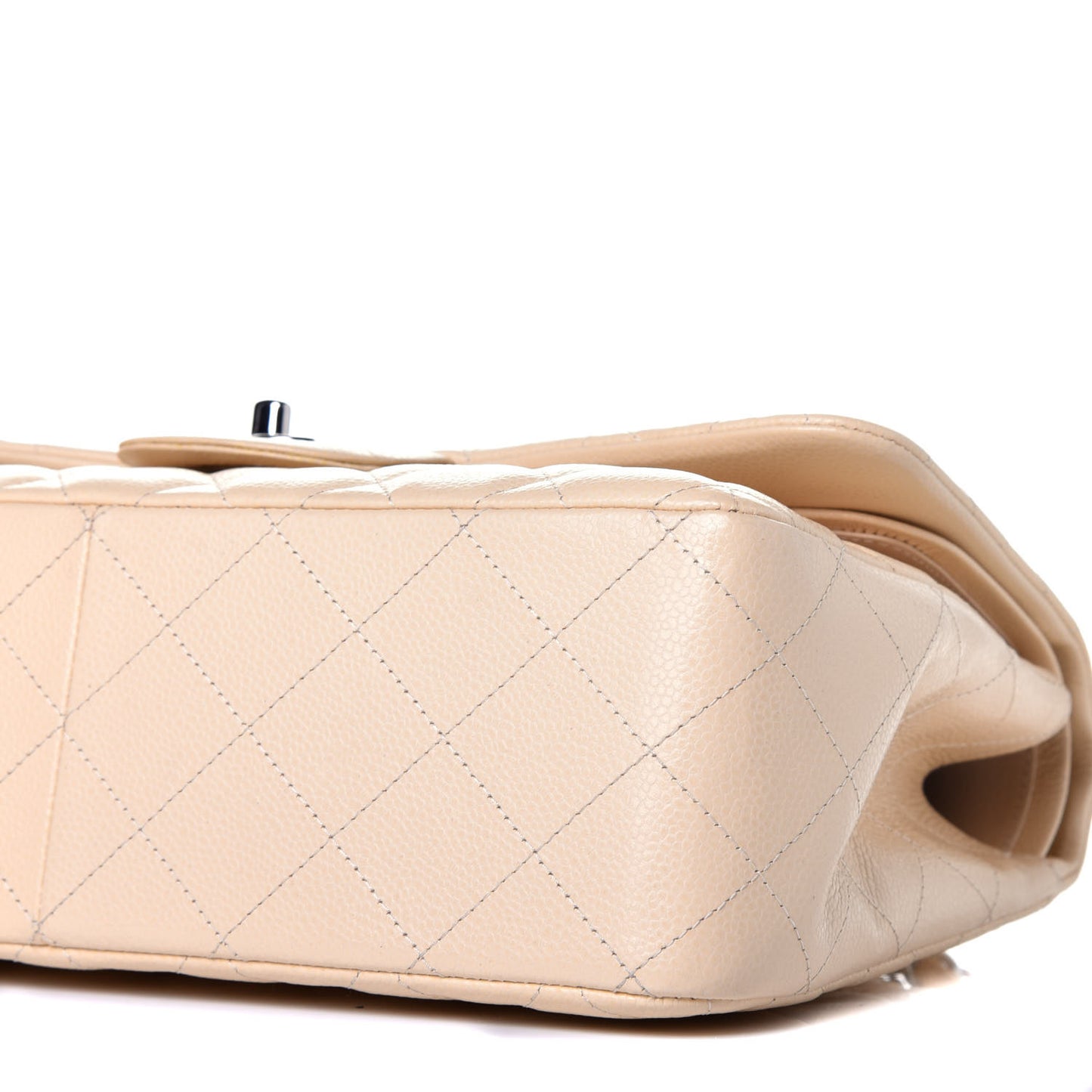 Caviar Quilted Jumbo Double Flap Beige Clair