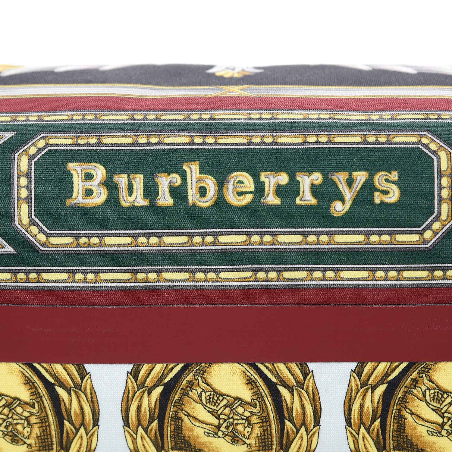 Burberry Canvas Vintage Check Printed Silk Washbag Dark Forest Green Burgundy 9 of 10