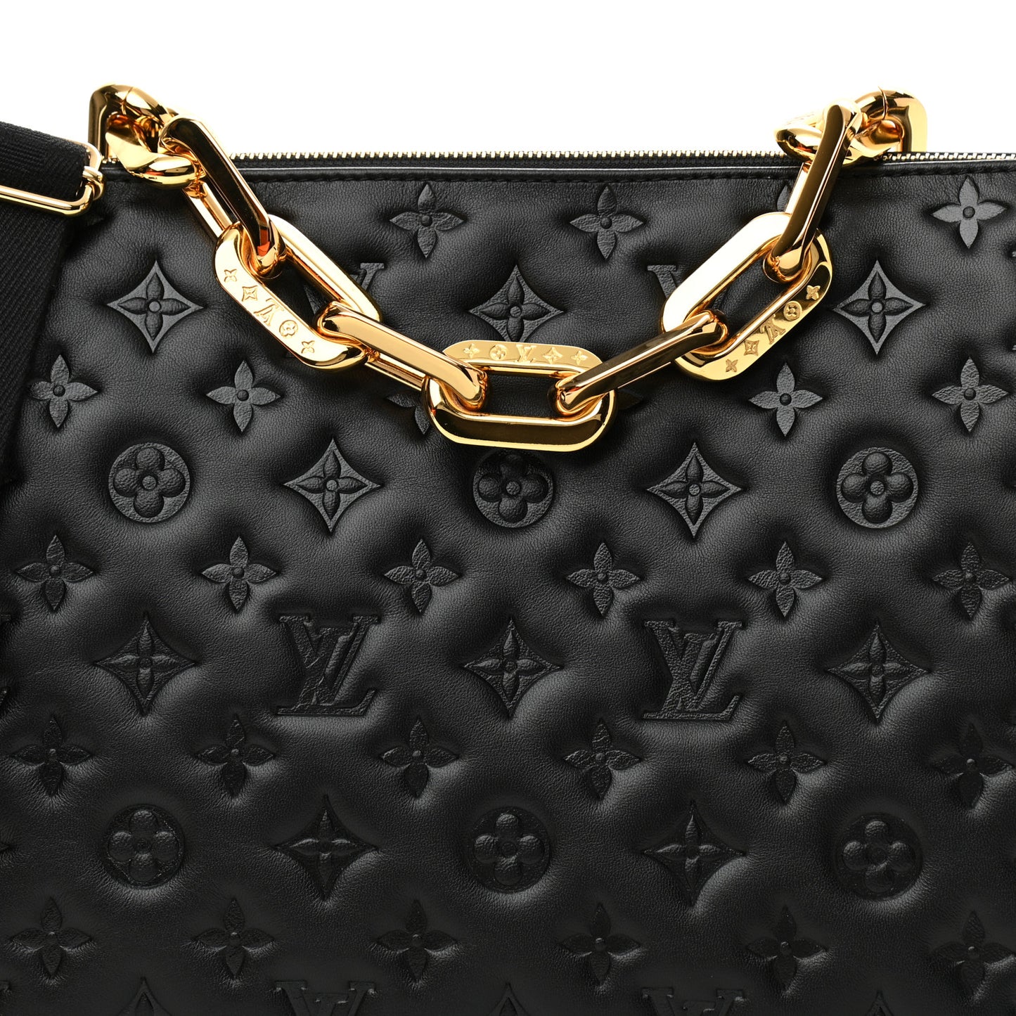 Lambskin Embossed Monogram Coussin MM Black
