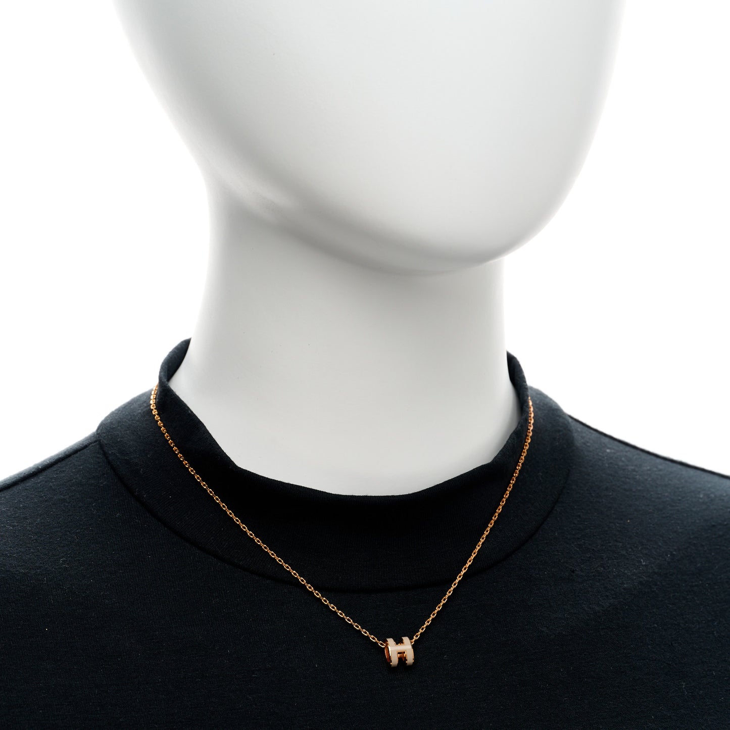 Lacquered Rose Gold Mini Pop H Pendant Necklace Marron Glace