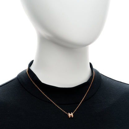 Hermes Lacquered Rose Gold Mini Pop H Pendant Necklace Marron Glace 2 of 7