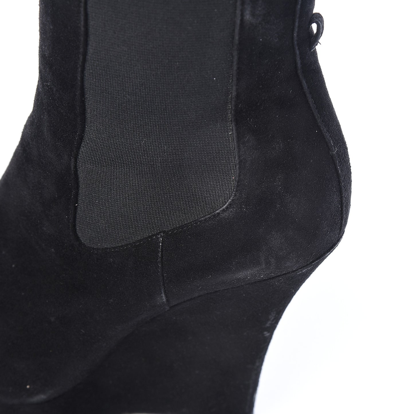 Suede Ankle Wedge Booties 37 Black