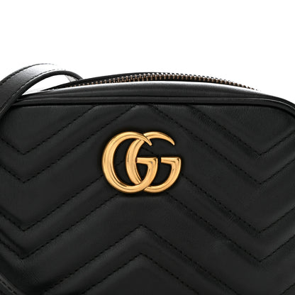 Gucci Calfskin Matelasse Mini GG Marmont Chain Shoulder Bag Black 8 of 13