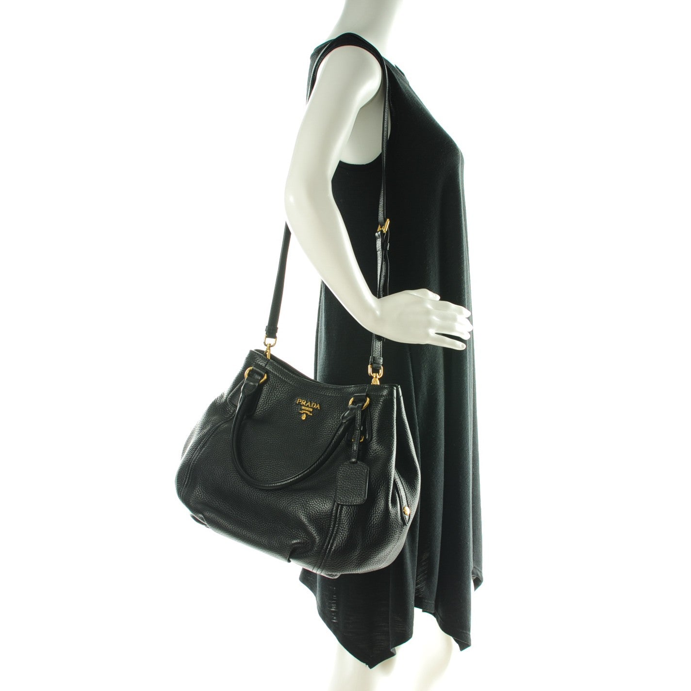Prada Vitello Daino Tote Nero Black 2 of 8