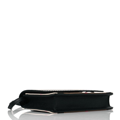 Burberry Grained Calfskin House Check Tartan Mix Hampshire Wallet On Chain Black 3 of 9