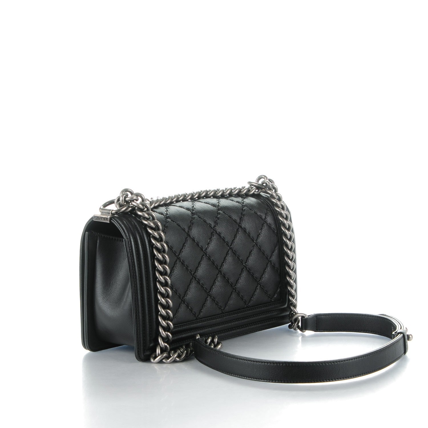 Chanel Calfskin Double Stitch Medium Boy Flap Black 3 of 8