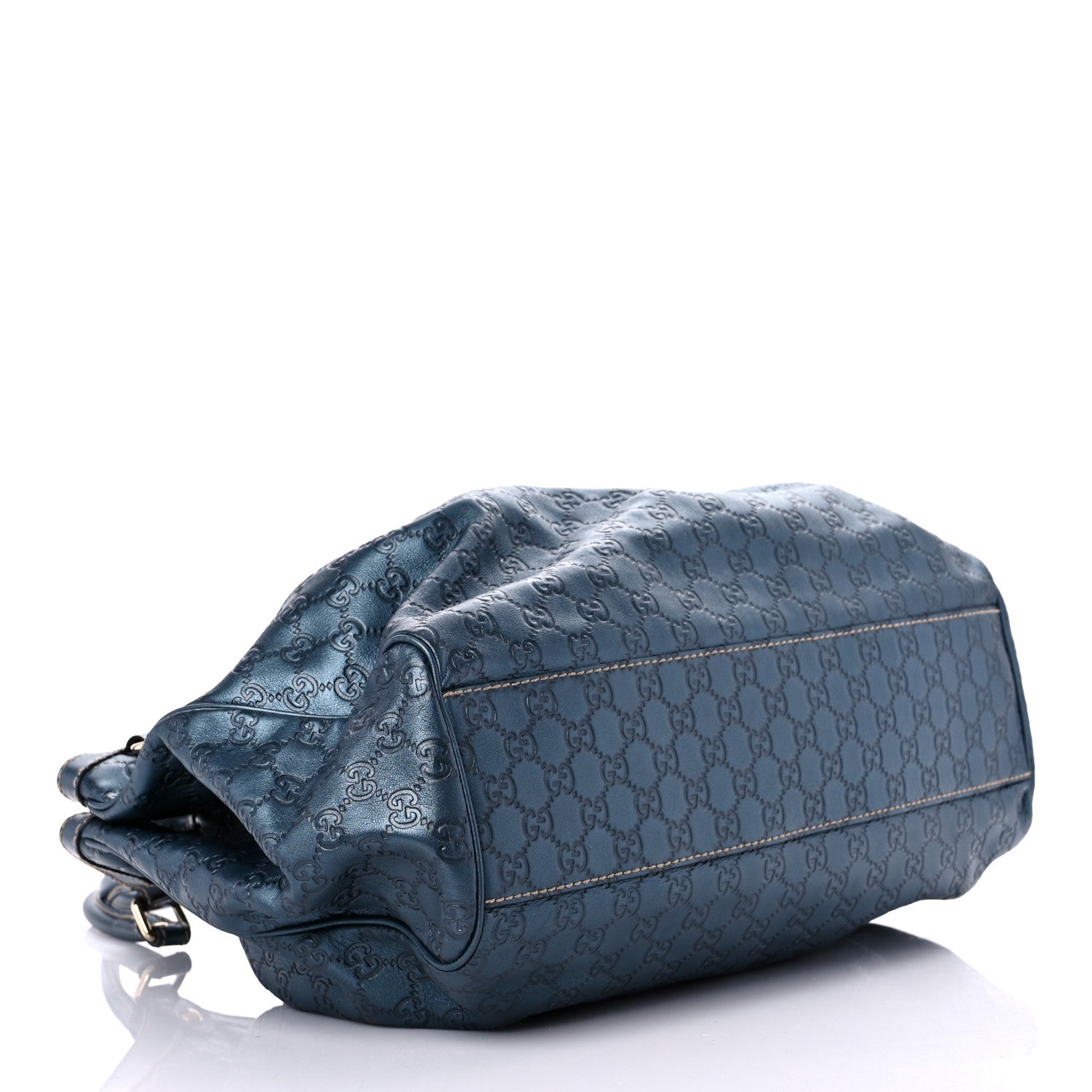 Gucci Metallic Guccissima Large Sukey Tote Blue 4 of 16