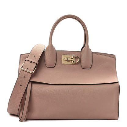 Salvatore Ferragamo Hammered Calfskin Medium Studio Top Handle Bag Ameretti 1 of 11