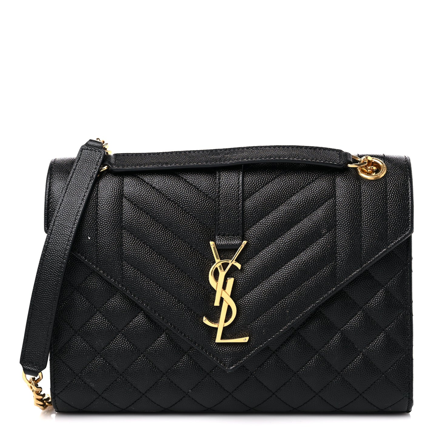 Grain De Poudre Textured Mixed Matelasse Triquilt Medium Monogram Satchel Black
