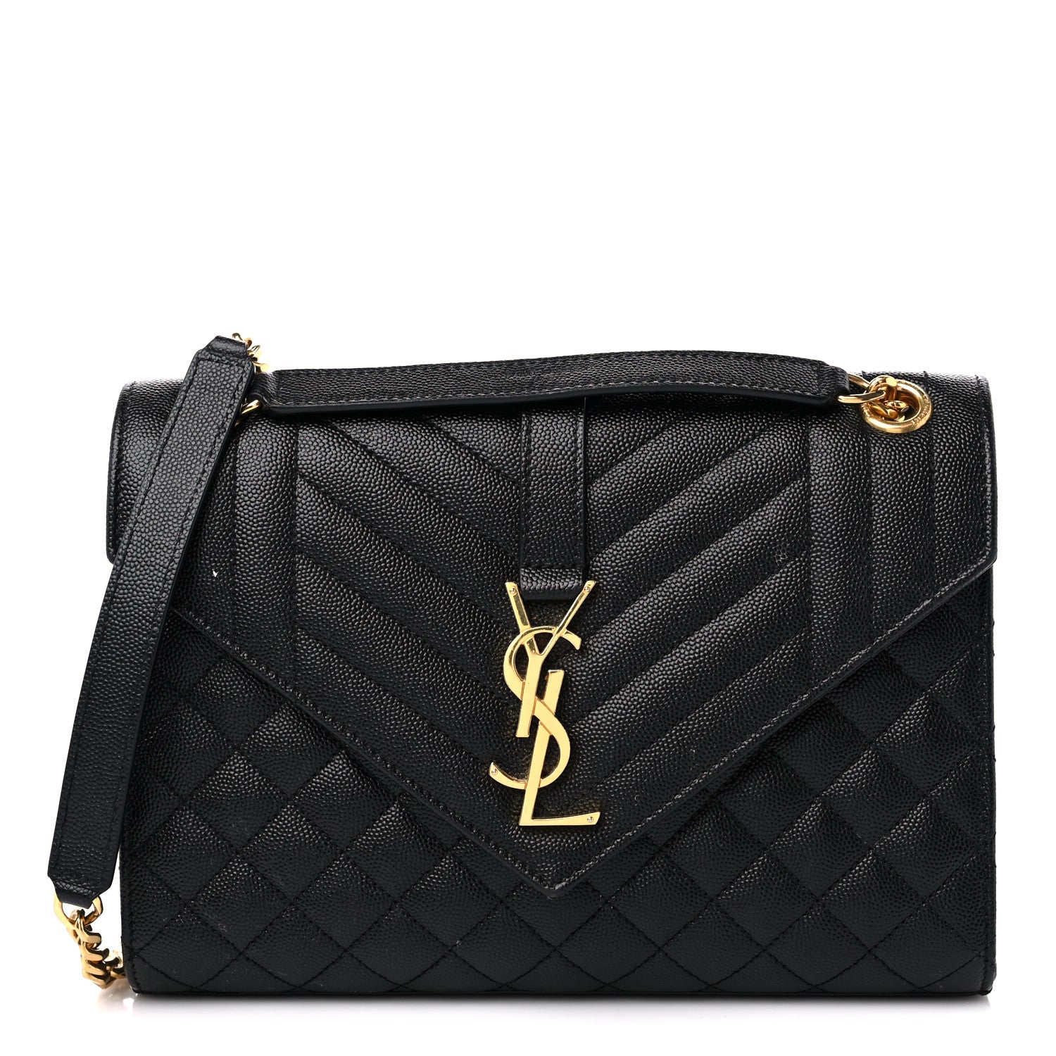 Saint Laurent Grain De Poudre Textured Mixed Matelasse Triquilt Medium Monogram Satchel Black 1 of 13