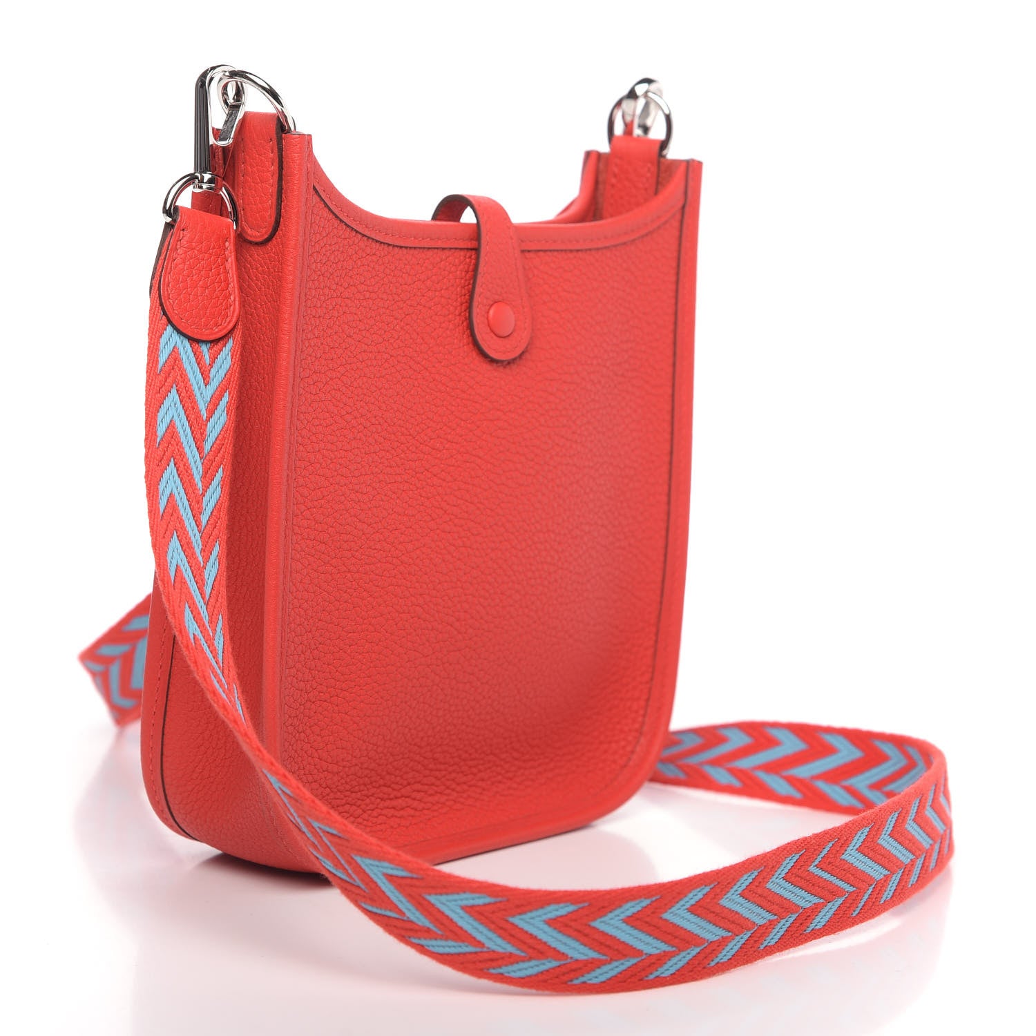 Hermes Taurillon Clemence Evelyne TPM Rouge De Coeur Bleu Du Nord 3 of 10