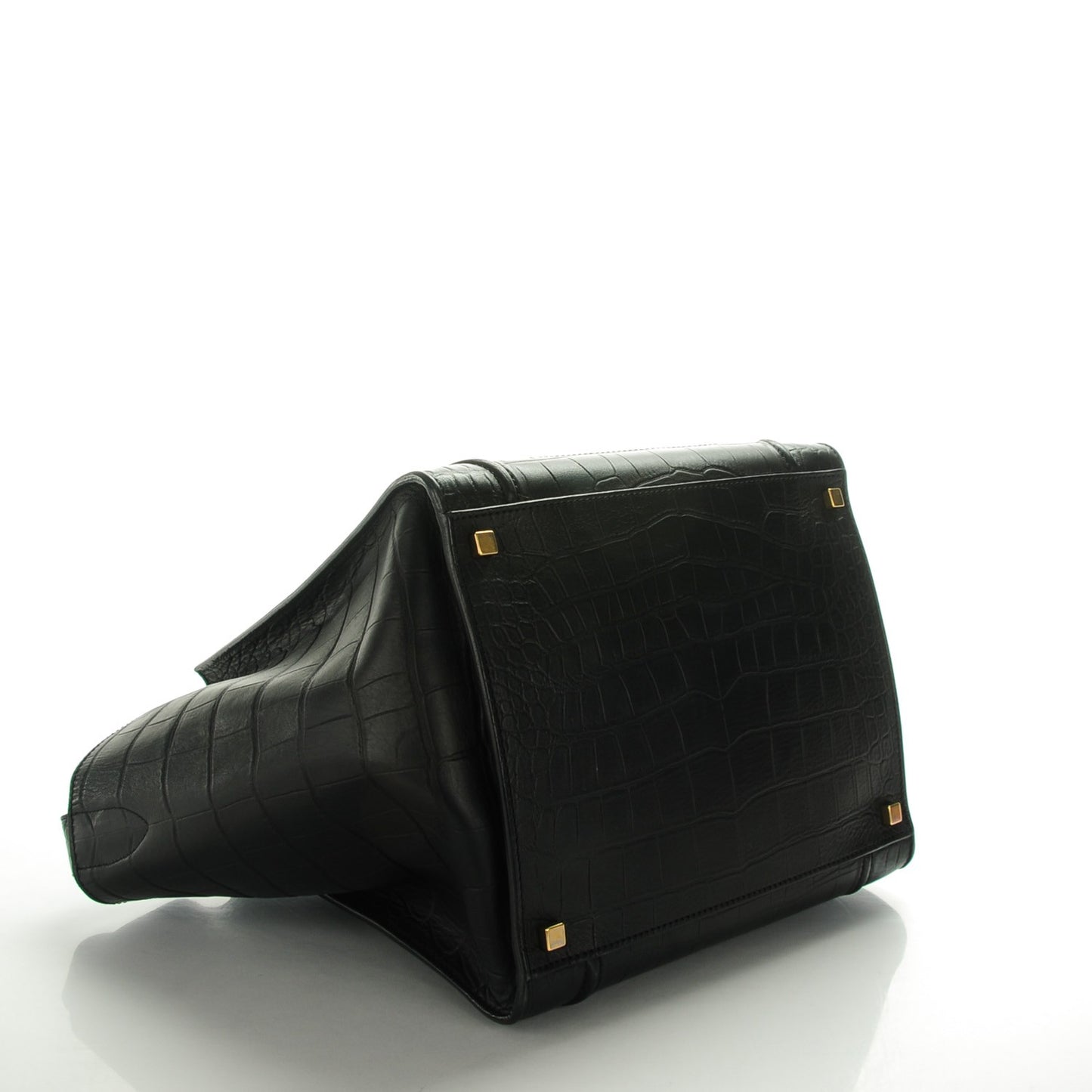 Crocodile Embossed Calfskin Medium Phantom Luggage Black