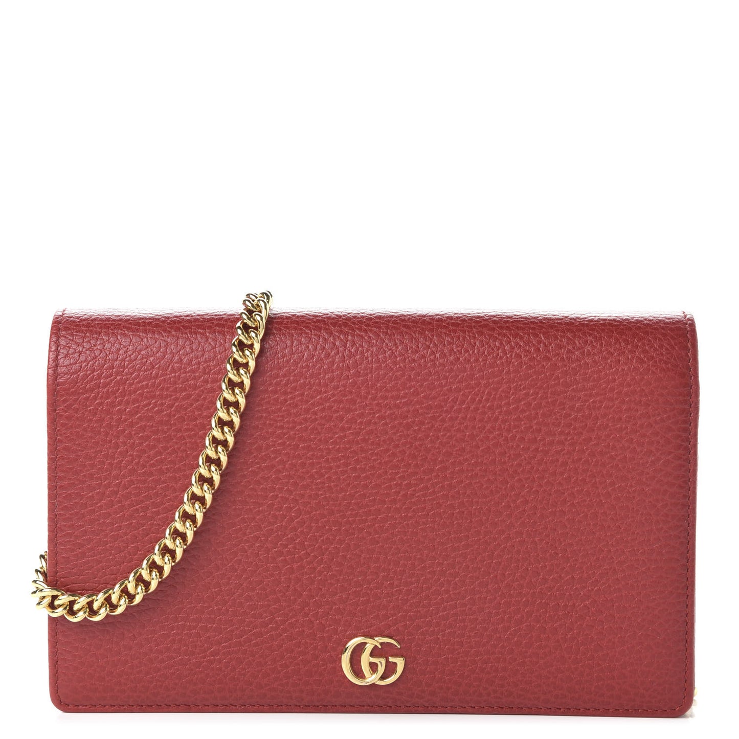 Dollar Calfskin Mini GG Marmont Chain Wallet Hibiscus Red