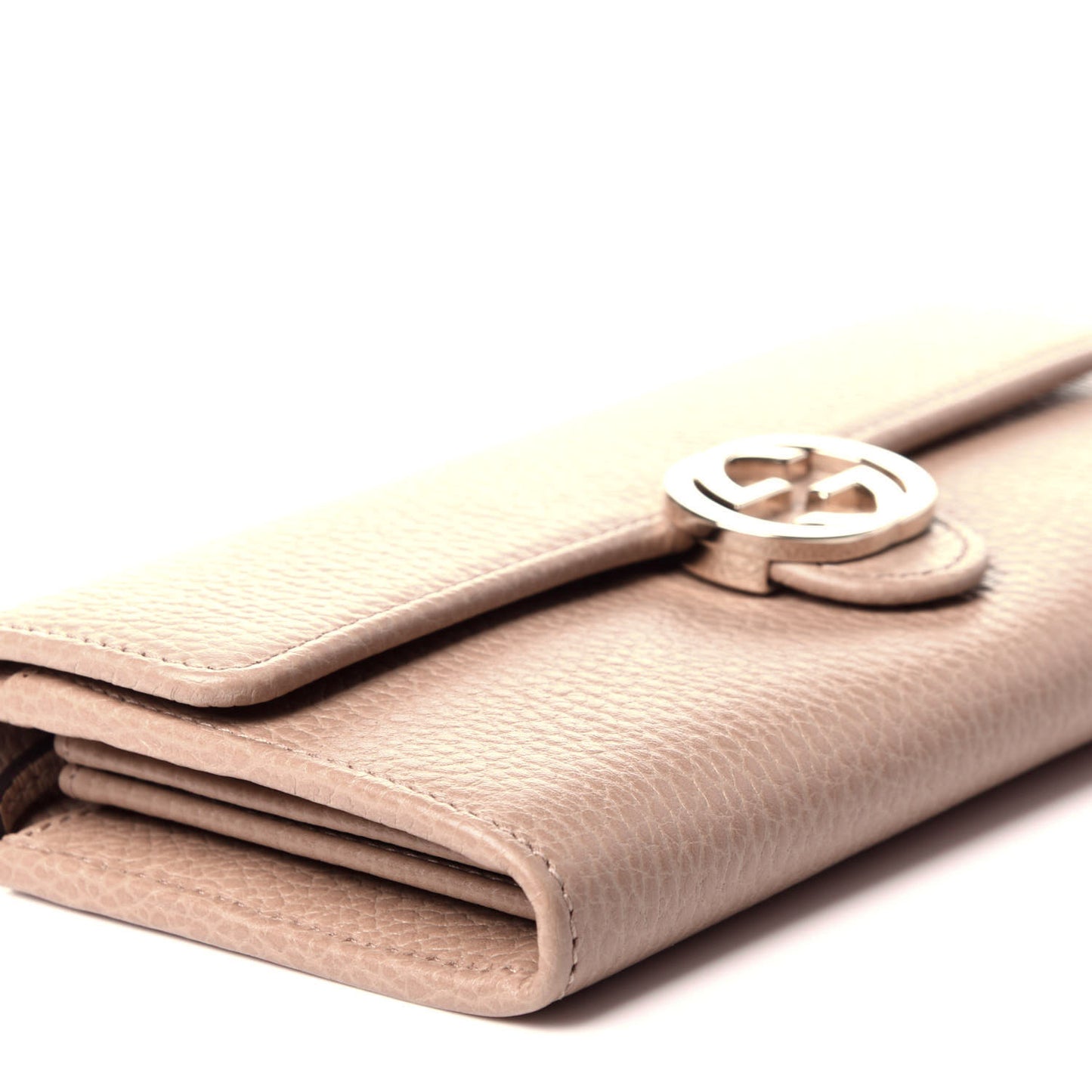 Dollar Calfskin Interlocking G Continental Wallet Camelia