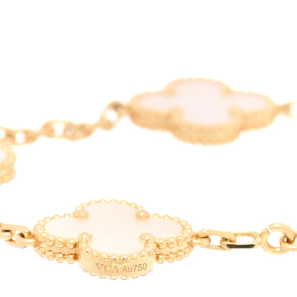 Van Cleef & Arpels 18K Yellow Gold Mother of Pearl 5 Motifs Vintage Alhambra Bracelet 3 of 3