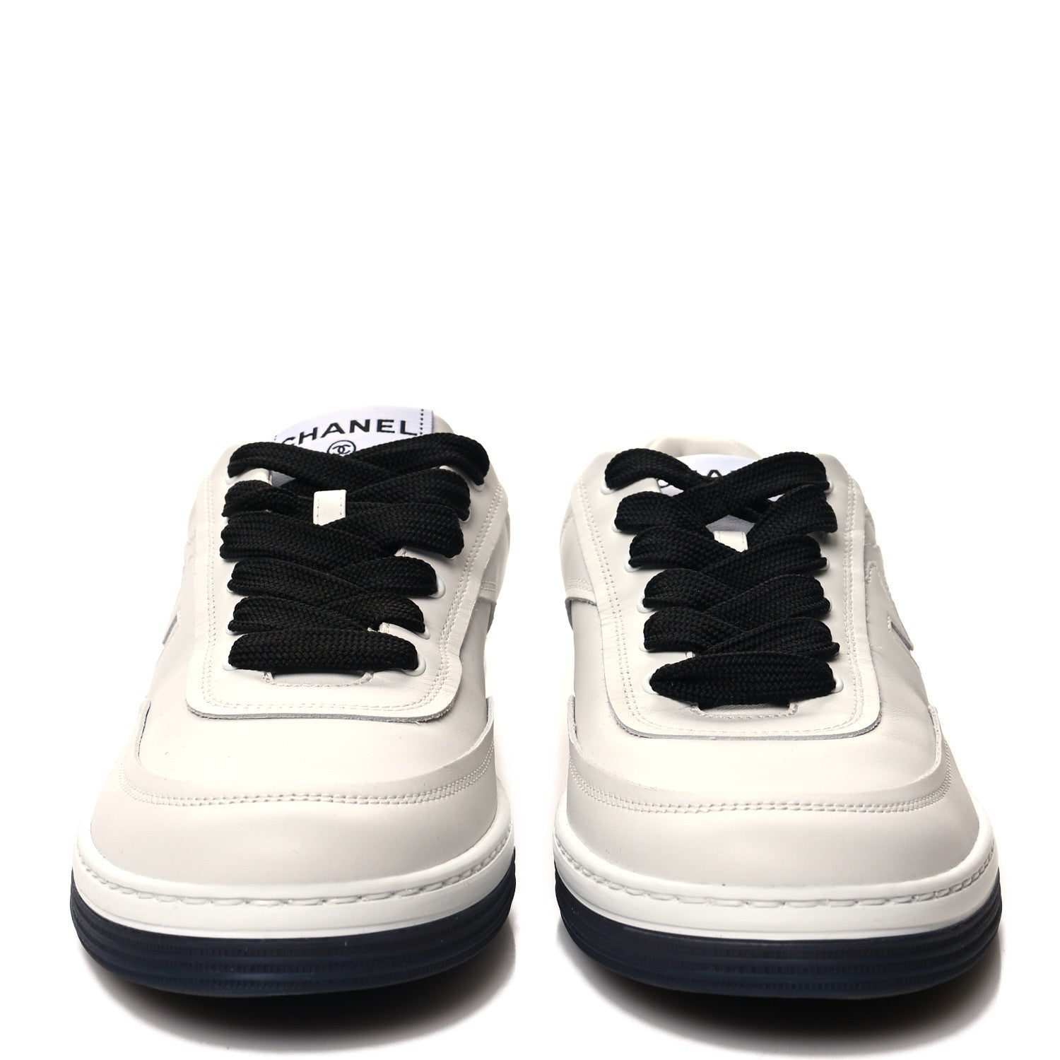 Chanel Calfskin CC Womens Sneakers 38.5 White Black 2 of 8