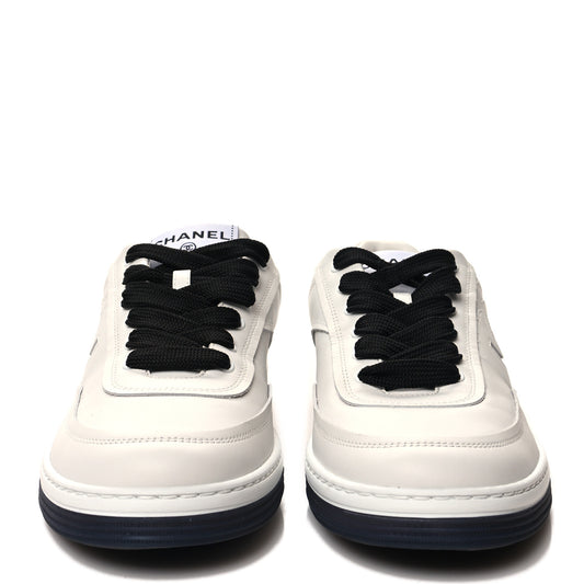 Calfskin CC Womens Sneakers 38.5 White Black