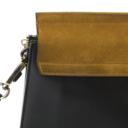 Chloe Suede Calfskin Medium Faye Shoulder Bag Full Blue Mustard 15 of 16