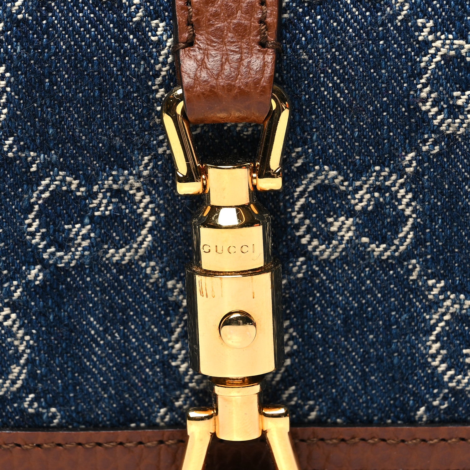 Gucci New Denim GG Monogram Jackie 1961 Card Case Blue Tea Cuir 9 of 10