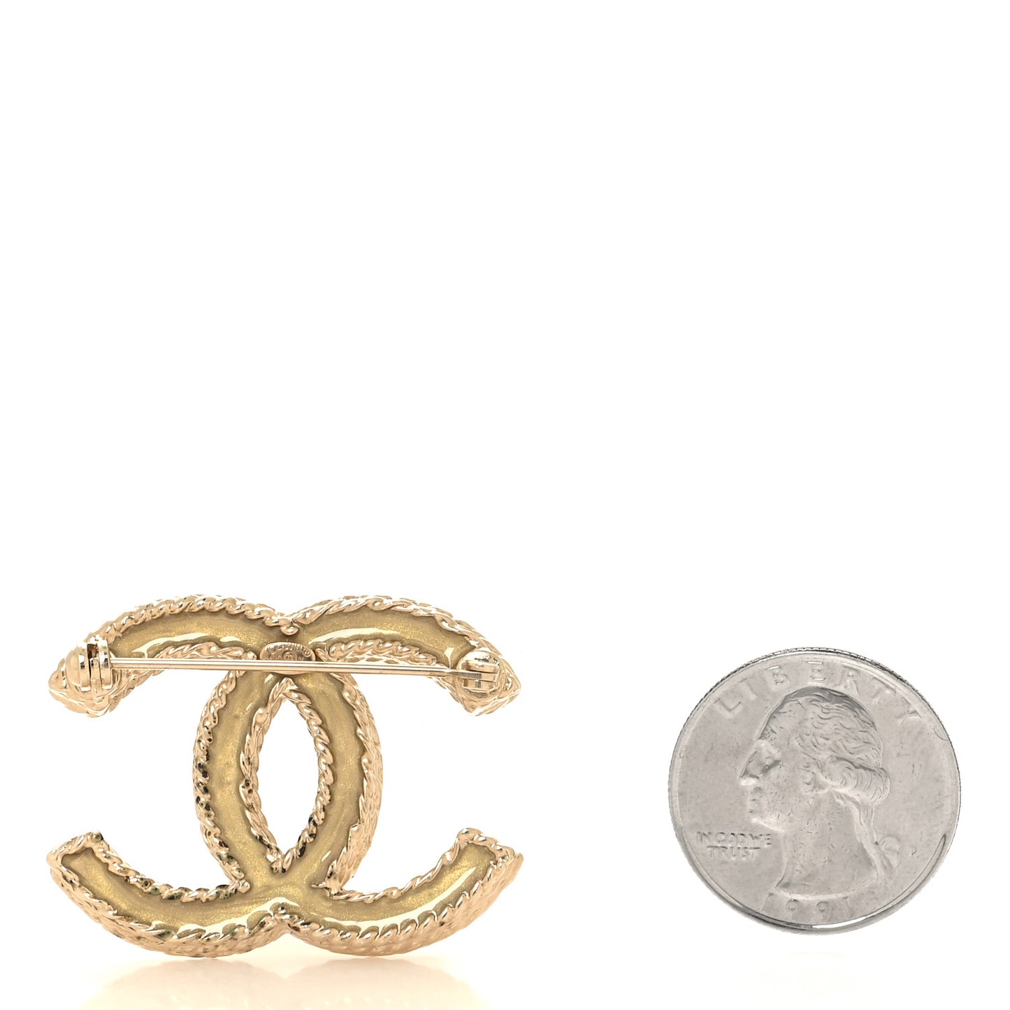 Crystal Enamel CC Reversible Brooch Gold