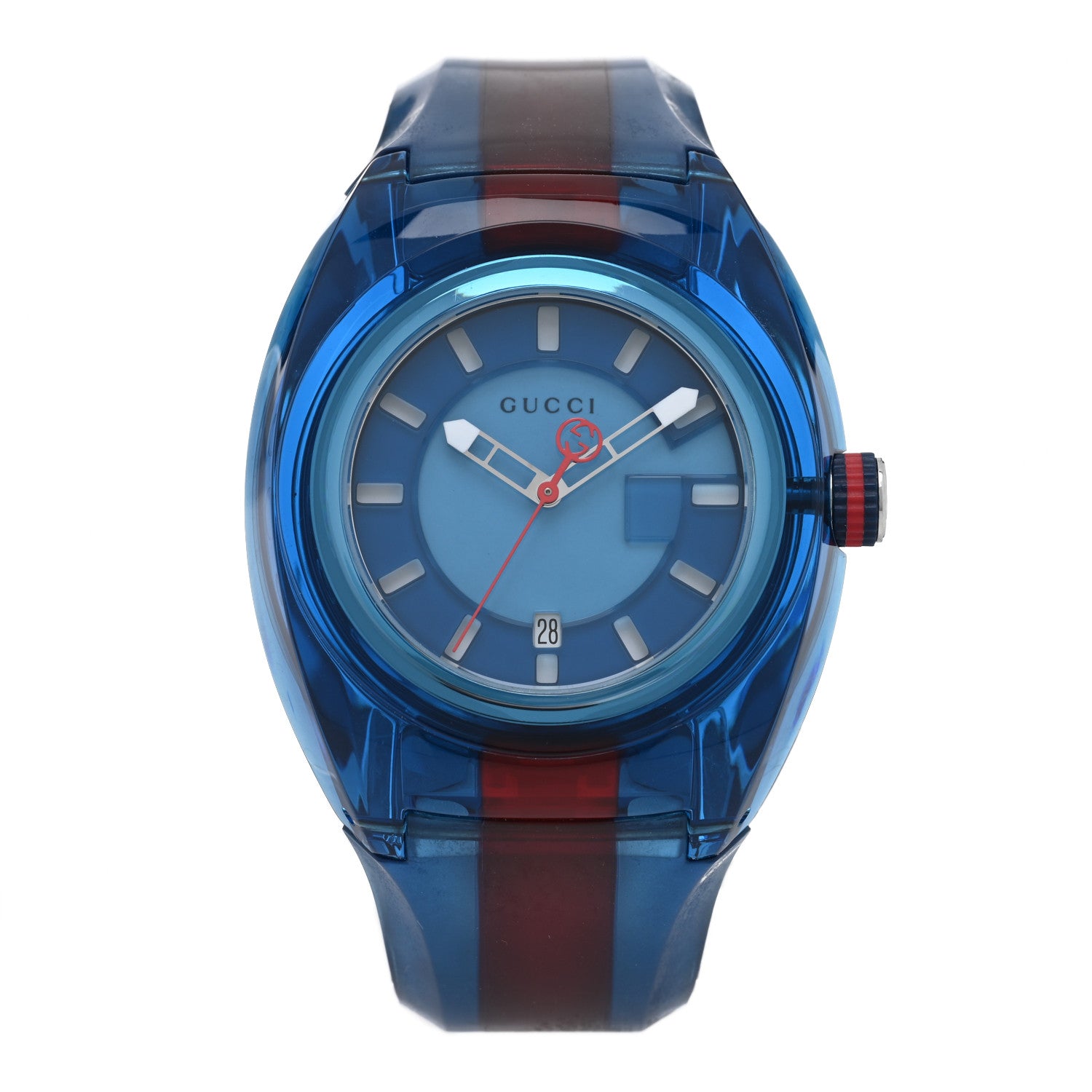 Gucci Stainless Steel Rubber 46mm Sync Web Quartz Watch Blue 1 of 5