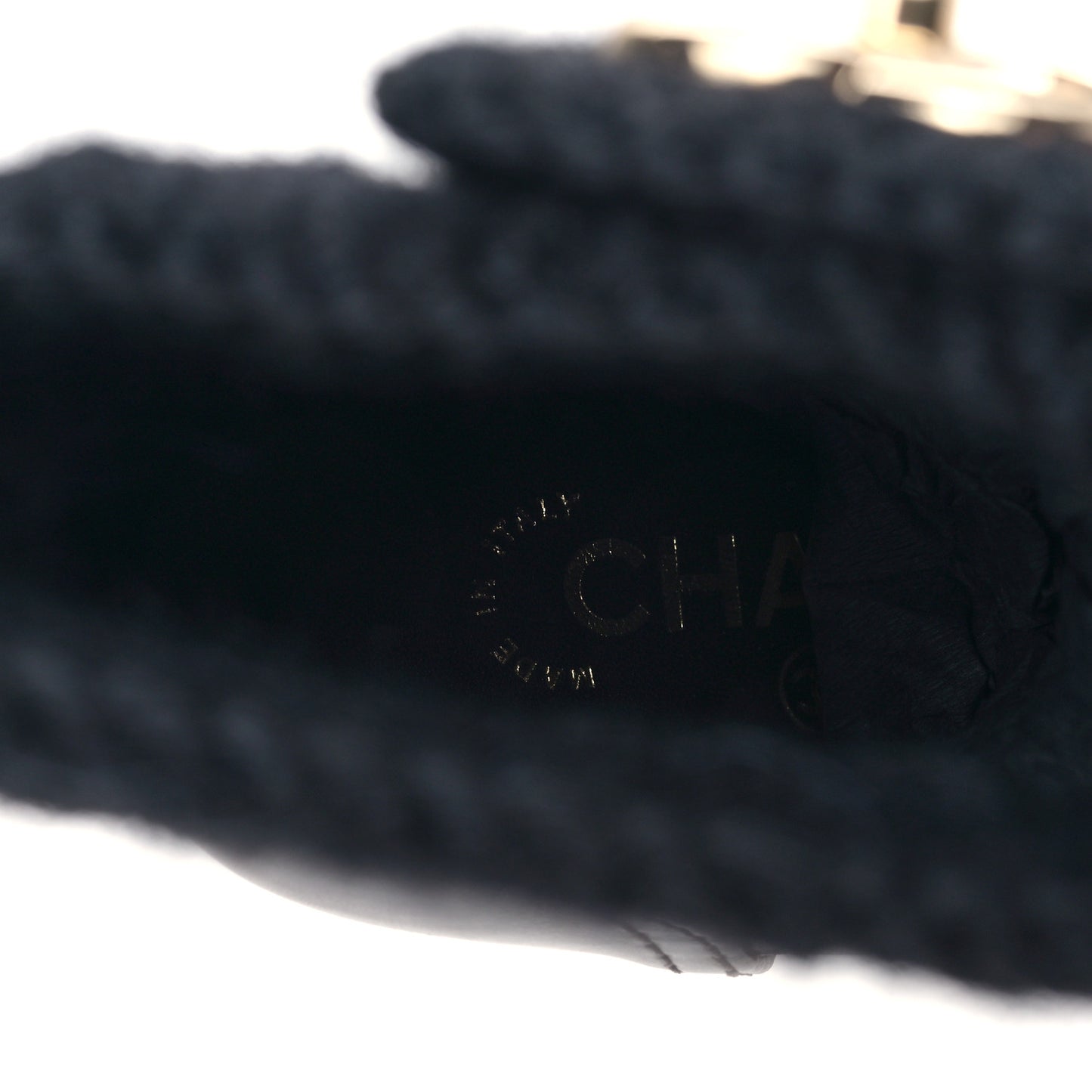 Calfskin Knit CC Short Boots 37 Black