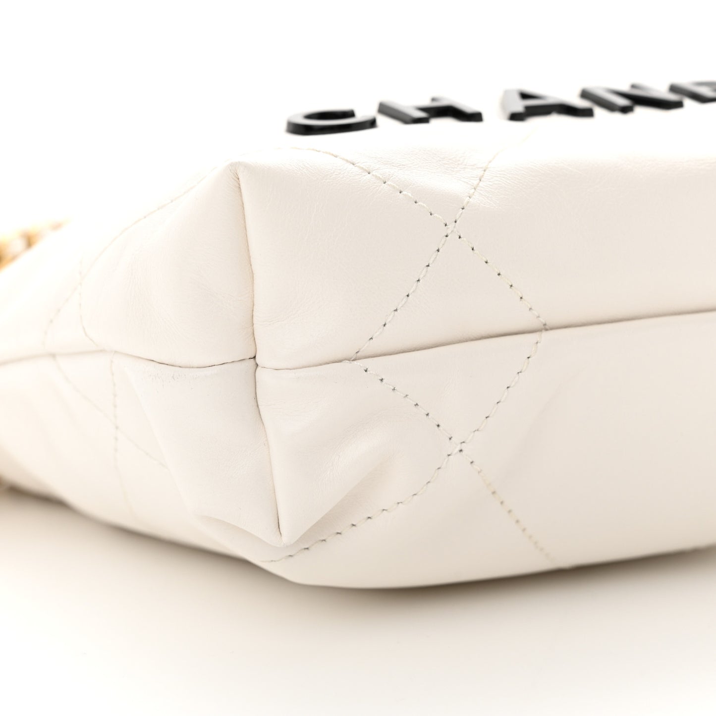 Shiny Calfskin Quilted Mini Chanel 22 White Black