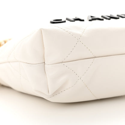 Chanel Shiny Calfskin Quilted Mini Chanel 22 White Black 9 of 10
