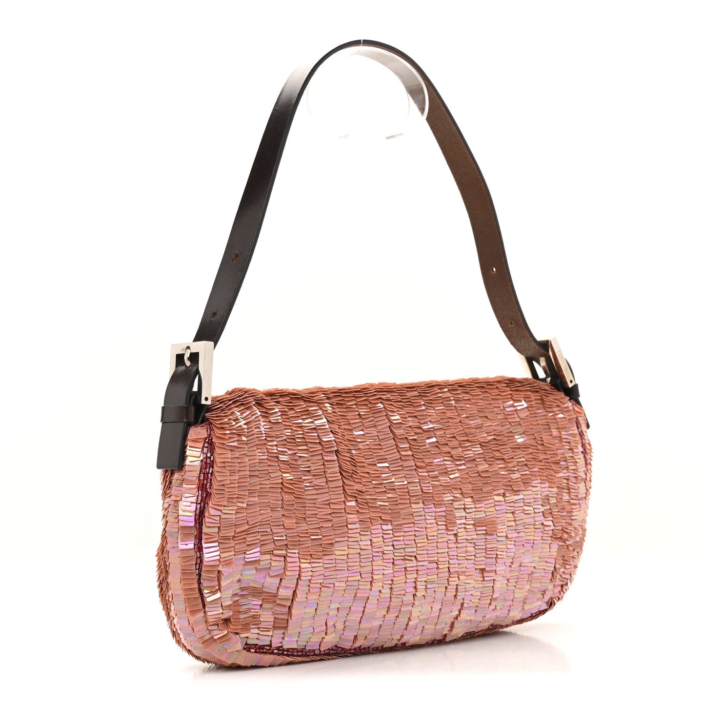 Sequin Beaded Baguette Pink Dark Brown