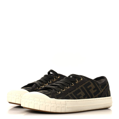 Fendi Fabric Jacquard FF Womens Domino Low Top Sneakers 36 Tobacco 4 of 9