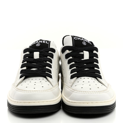 Chanel Calfskin Womens Logo Sneakers 35 Black White 2 of 10